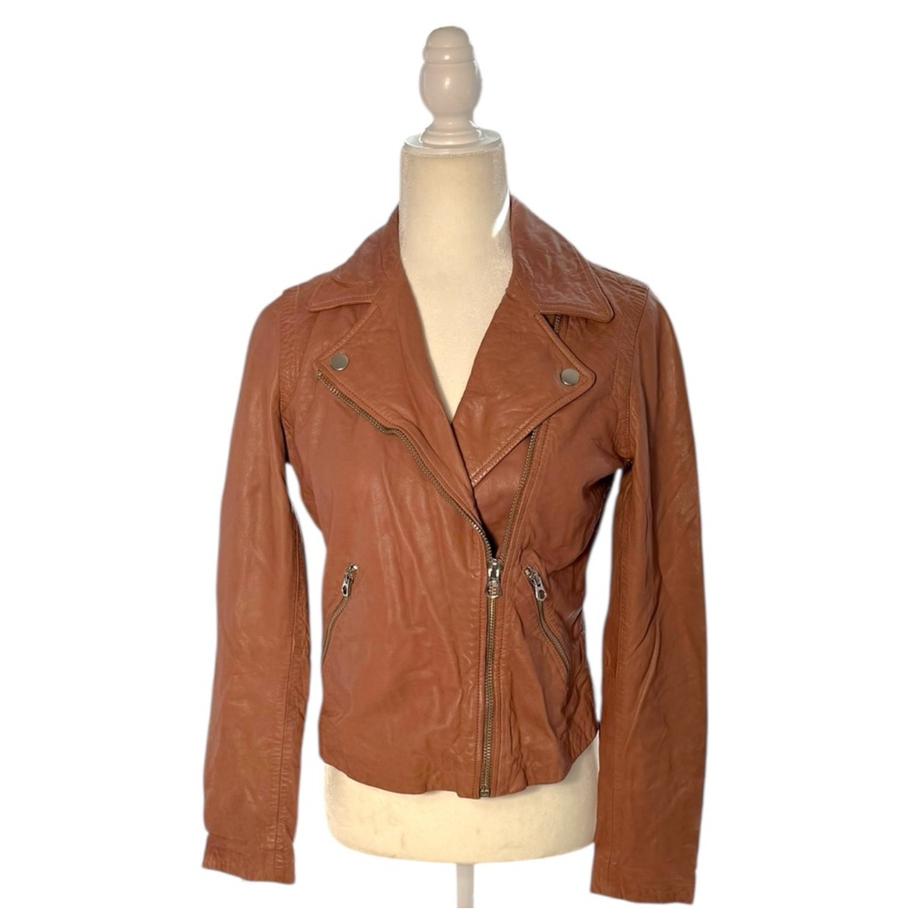 Madewell Washed Lamb Leather Moto Jacket Faded Mauve Pink Motorcycle Biker